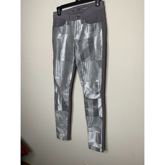 7 for all Mankind Womens 26 Jeans Malhia Kent Metallic Silver Coated Gray Slim - Picture 2 of 10